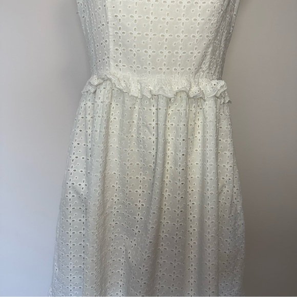H&M White Ruffled Eyelet Lace Halter Sundress Size 10 - Picture 4 of 10
